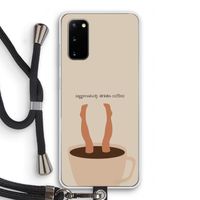Aggressively drinks coffee: Samsung Galaxy S20 Transparant Hoesje met koord