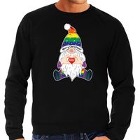 Foute Kersttrui/sweater voor heren - Pride Gnoom - zwart - LHBTI/LGBTQ kabouter