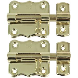 AMIG schuifslot/plaatgrendel - 4x - staal - 3 x 3.3 cm - messing afwerking - goud - deur - poort