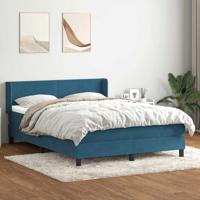 Boxspring met matras fluweel donkerblauw 160x210 cm