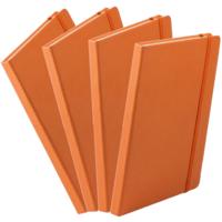 Notitieboekje - 4x - met elastiek - A5 - oranje - 100 paginas - opschrijfboekjes - lue schriften