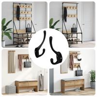 VidaXL Kledinghaak 2 pcs zwart 102 x 29 x 47mm zinklegering