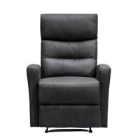 Leen Bakker - Relaxfauteuil Jackson - Stof - Lederlook - Zwart - 51x104x46 Cm