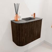 Toiletmeubel Mondiaz Joya Dlux | 51.6 cm | Meubelkleur Walnut | Faye wastafel Sombra Wasbak Rechts | 1 kraangat