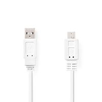 Platte USB 2.0-Kabel | A Male - Micro-B Male | 1,0 m | Wit