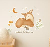 Zoete dromen baby hertje muursticker