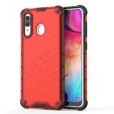 Schokbestendige honingraat PC + TPU Case voor Galaxy A30 (rood)