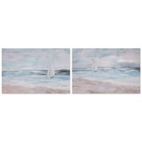 Schilderij Home ESPRIT Blauw Beige Strand Mediterrane 120 x 2,8 x 80 cm (2 Stuks)