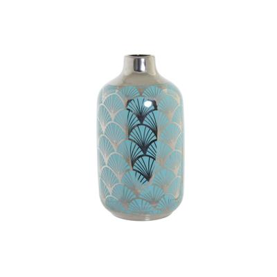 Vaas DKD Home Decor 13 x 13 x 26 cm Porselein Turkoois Orientaals Verchroomd