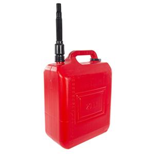 Jerrycan/benzinetank - 20 liter - knalrood - kunststof - met flexibele schenktuit