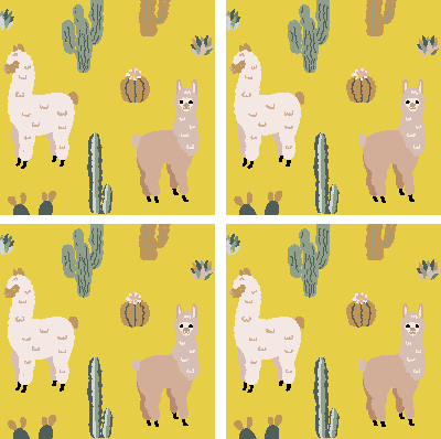 Moderne onderzetters Alpaca en cactus