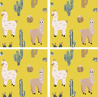 Moderne onderzetters Alpaca en cactus