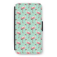 Flamingoprint groen: iPhone 12 mini Flip Hoesje