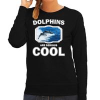 Sweater dolphins are serious cool zwart dames - dolfijnen/ dolfijn groep trui - thumbnail