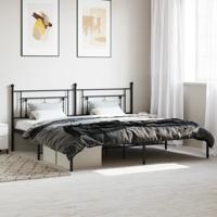 Bedframe met hoofdbord metaal zwart 193x203 cm