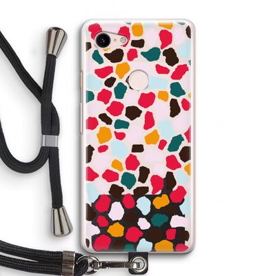 Colored Giraffe: Pixel 3 Transparant Hoesje met koord
