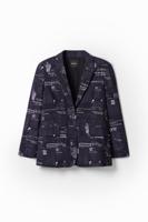 Blazer met collage van krantenknipsels - BLACK - L