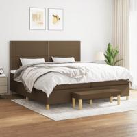Boxspring met matras stof donkerbruin 200x200 cm