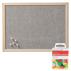 Prikbord incl. 40x punaises gekleurd - textiel - 30 x 40 cm - lichtgrijs