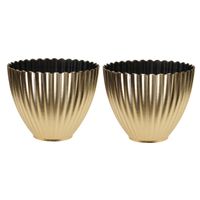 Plantenpot/bloempot - 2x - binnen - kunststof - goud - D11 x H11 cm