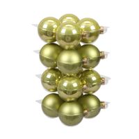 Kerstballen - 16x st - salie groen - 8 cm - glas - kerstversiering - thumbnail