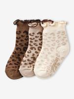 Set van 3 paar sokken voor babymeisjes met luipaardmotieven kaneel