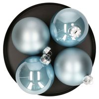 Grote kerstballen - 4x st - lichtblauw - 10 cm - glas - mat/glans - thumbnail