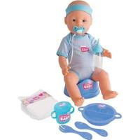 NIEUW GEBOREN BABY Blauwe baby pop 43 cm drankjes plassen