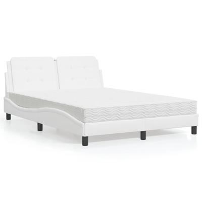 Bed met matras kunstleer wit 140x190 cm