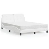 Bed met matras kunstleer wit 140x190 cm