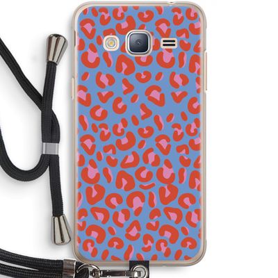 Leopard blue: Samsung Galaxy J3 (2016) Transparant Hoesje met koord