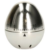 Kookwekker/eierwekker ei vorm 7 cm zilver - Kookwekkers - thumbnail