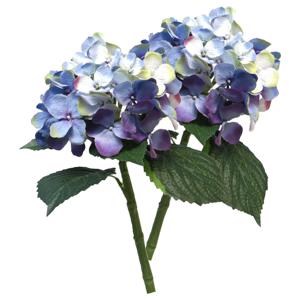 Kunstbloem Hortensia tak - 2x - blauw - 48 cm - losse steel - Kunst zijdebloemen - hydrangea