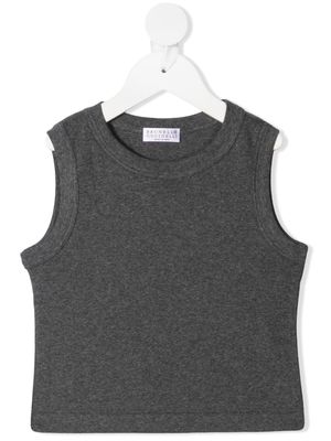 Brunello Cucinelli Kids débardeur à col rond - Gris