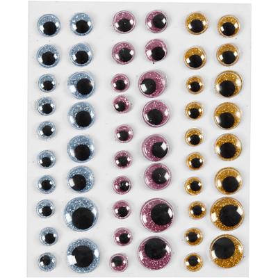 Creativ Company Wiebelogen, d 8+10+12+15 mm, lichtblauw, goud, lichtrood, 54 stuk/ 1 vel