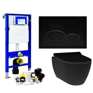 Geberit UP320 Toiletset set13 Idevit Alfa Matzwart Randloos Met Matzwarte Drukplaat