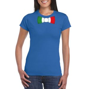 Blauw t-shirt met Italie vlag strikje dames