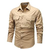 Voor heren Overhemd Overhemd met knopen Normaal shirt Werkhemden Zwart blauw khaki Leger Groen Beige Lange mouw Effen Revers Feestdagen Vakantie Voorvak Kleding Modieus Casual Comfortabel Lightinthebox - thumbnail