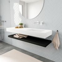 Mondiaz Alan badmeubel 150 cm solid suface planchet urban vrijhangend wastafel rechts zonder kraangat wit