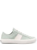 TOM FORD panelled lace-up suede sneakers - Vert - thumbnail