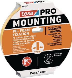 Tesa Montageband | wit | lengte 25 m | breedte 19 mm | 16 stuks - 66957-00010-00 66957-00010-00