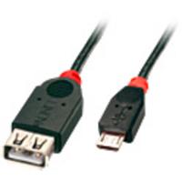 LINDY USB-kabel USB 2.0 USB-micro-B stekker, USB-A bus 0.50 m Zwart Met OTG-functie 31935 - thumbnail