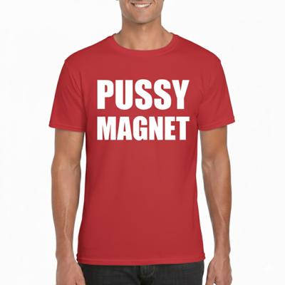 Foute party T-shirt voor heren - Pussy magnet - rood - feestkleding