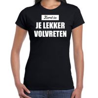 Kerst is: je lekker volvreten Kerst t-shirt / Kerst outfit zwart voor dames - thumbnail