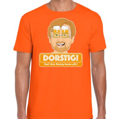 Oranje Koningsdag t-shirt - dorstig - kouwe pils - Willem - voor heren Oranje Koningsdag t-shirt - dorstig - kouwe pils - Willem - voor heren
