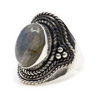 Edelsteen Ring Labradoriet 925 Zilver "Omara" (Maat 17) - thumbnail