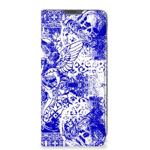 Mobiel BookCase Poco X4 Pro 5G Angel Skull Blauw