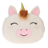 Dieren sierkussen kinderkamer - eenhoorn - wit - 30 cm - pluche