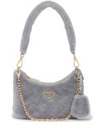 Prada mini sac Re-Edition en peau lainée - Gris