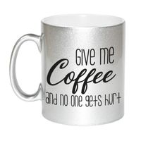 Give me coffee zilveren cadeau mok / beker 330 ml